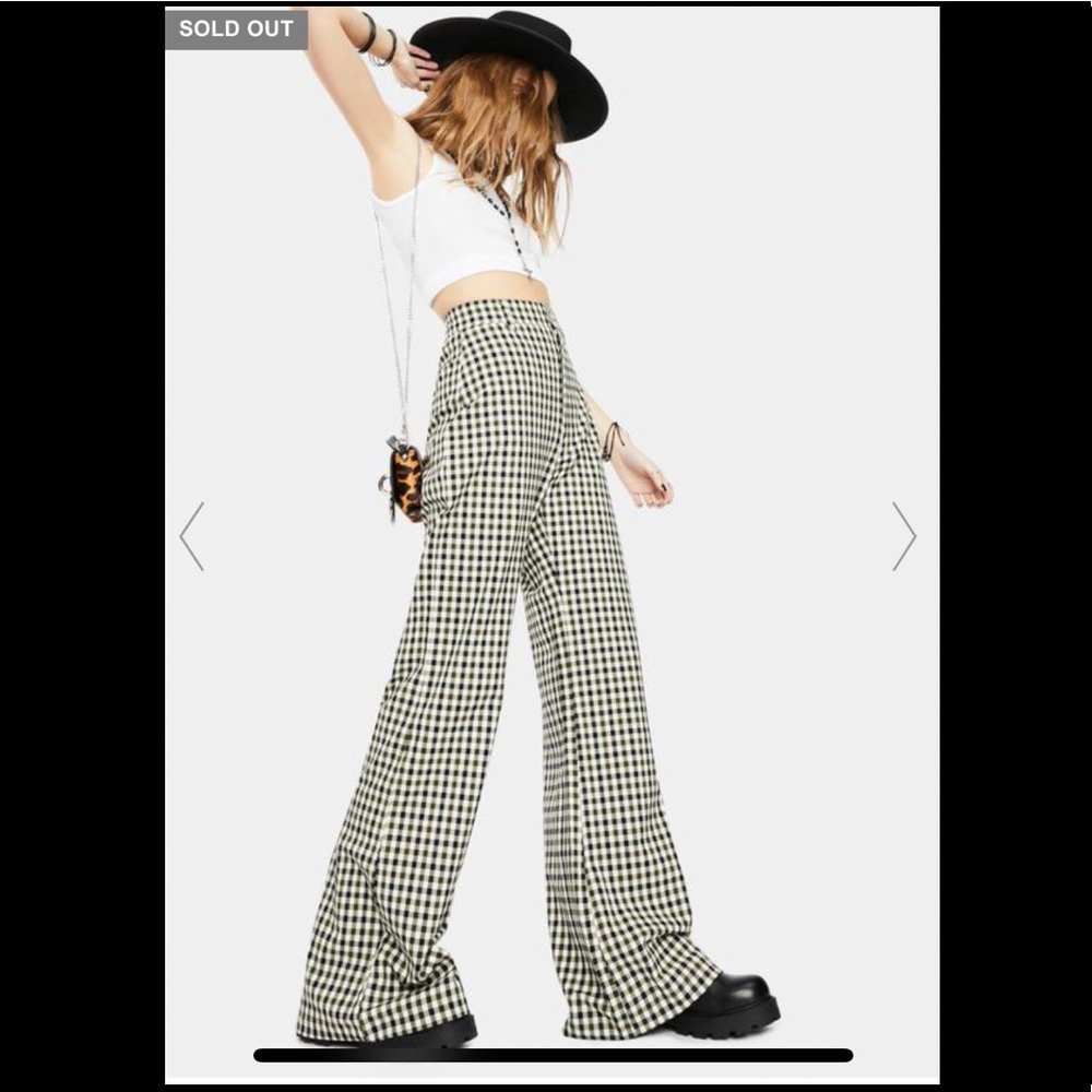 NWT Free People Jules Wide Leg High Waist Gingham Pant sz 2 SOLD OUT - Picture 2 of 6